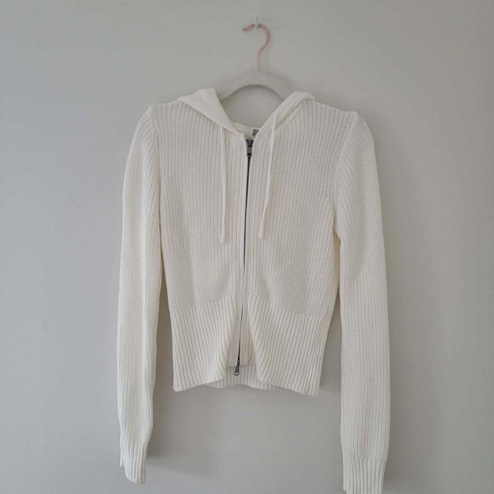 No Boundaries White Zip-Up Cardigan